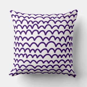 Wavy Pattern - Deep Purple on White Cushion