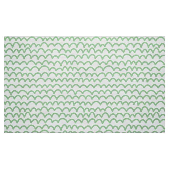 Wavy Pattern - Faded Green on White Fabric (Fat Quarter)