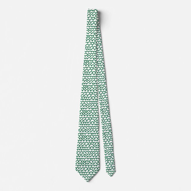 Wavy Pattern - Forest Green on White Tie (Front)