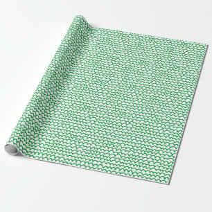 Wavy Pattern - Grass Green on White Wrapping Paper