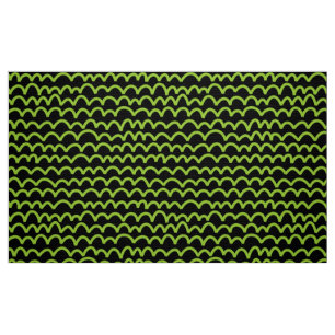 Wavy Pattern - Martian Green on White Fabric