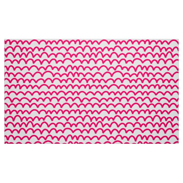 Wavy Pattern - Neon Red on White Fabric (Fat Quarter)