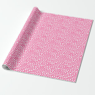Wavy Pattern - Neon Red on White Wrapping Paper