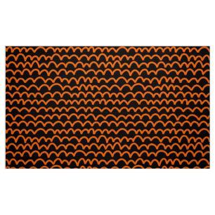 Wavy Pattern - Orange on Black Fabric