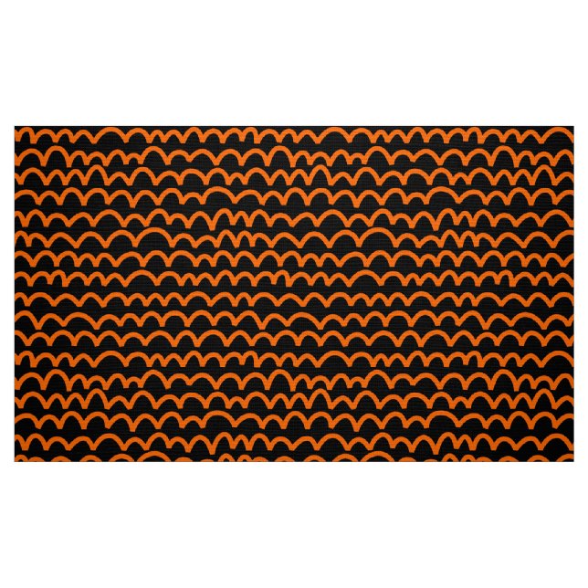 Wavy Pattern - Orange on Black Fabric (Fat Quarter)