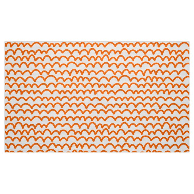 Wavy Pattern - Orange on White Fabric (Fat Quarter)