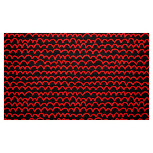 Wavy Pattern - Red on Black Fabric (Fat Quarter)