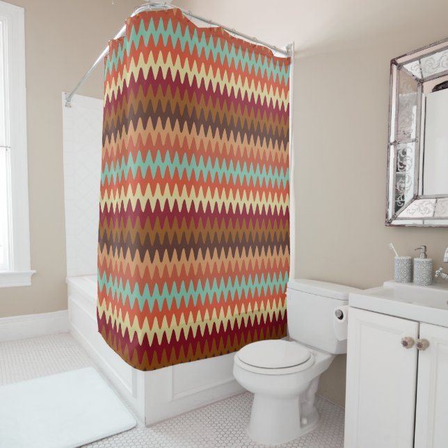 Wavy Pattern Sedona Southwest Shower Curtain (In Situ)