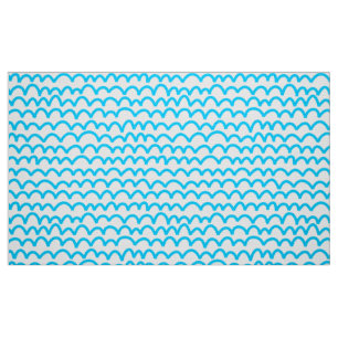 Wavy Pattern - Sky Blue on White Fabric