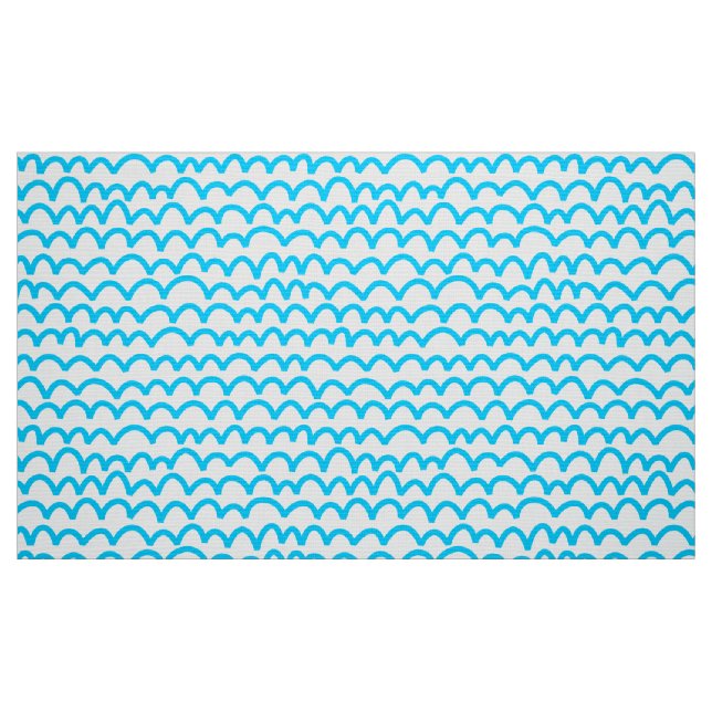 Wavy Pattern - Sky Blue on White Fabric (Fat Quarter)