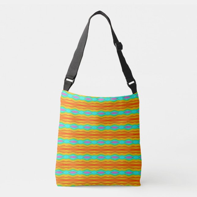 Wavy Patterned Rainbow Coloured Crossbody Bag (Front)