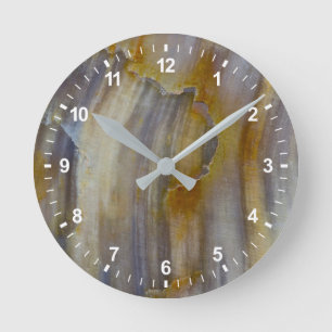Wavy Petrified Wood Round Clock