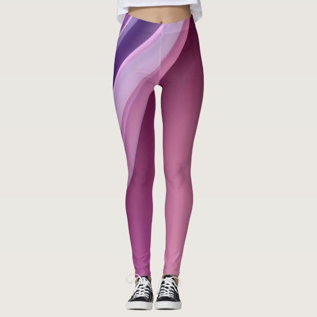 Wavy pink and lavender-coloured forms leggings (Front)