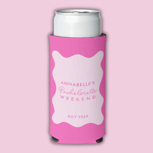 Wavy Pink Bachelorette Weekend Seltzer Can Cooler