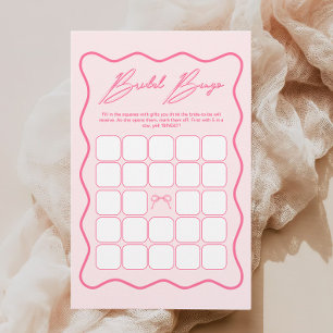Wavy Pink Bow Bridal Shower Bingo Game