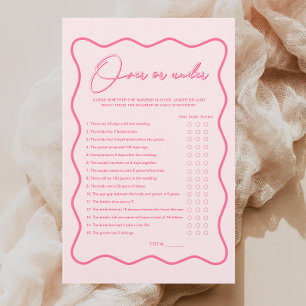 Wavy Pink Bridal Shower Over Under Game