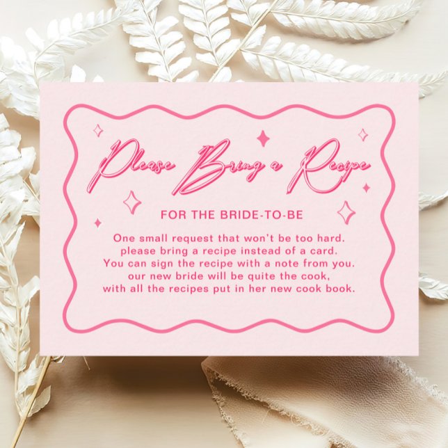 Wavy Pink Bridal Shower Recipe Card (Creator Uploaded)
