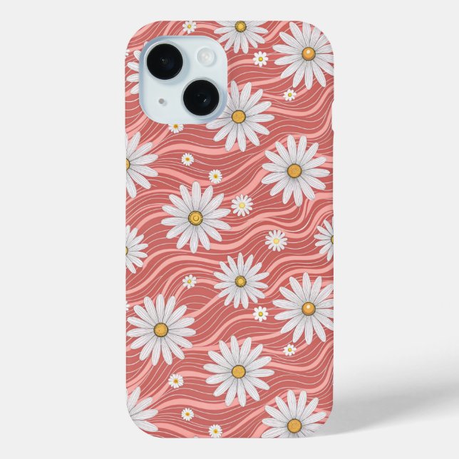 Wavy Pink Daisies Case-Mate iPhone Case (Back)