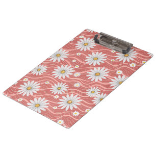 Wavy Pink Daisies Clipboard
