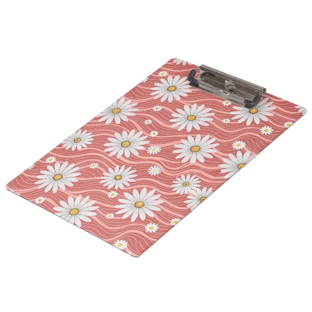 Wavy Pink Daisies Clipboard (Angled)