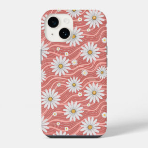 Wavy Pink Daisies iPhone 14 Case