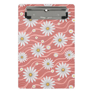 Wavy Pink Daisies Mini Clipboard