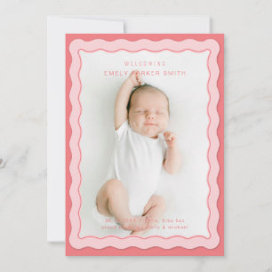 Wavy Pink Double Border Cute Design Announcement