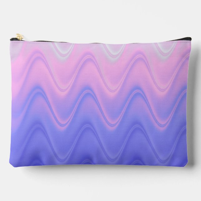 Wavy Pink Purple Abstract Large Accessory Pouch (Front)