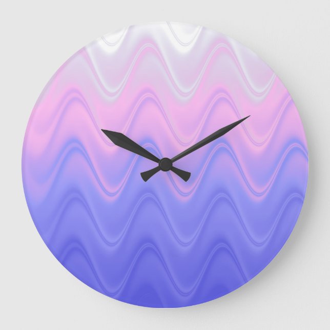 Wavy Pink Purple Abstract Large Clock (Front)