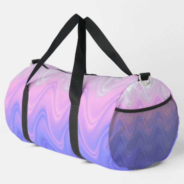 Wavy Pink Purple Abstract Large Duffel Bag (Right Corner)