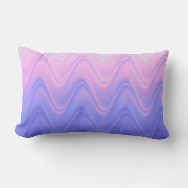 Wavy Pink Purple Abstract Lumbar Cushion (Front)
