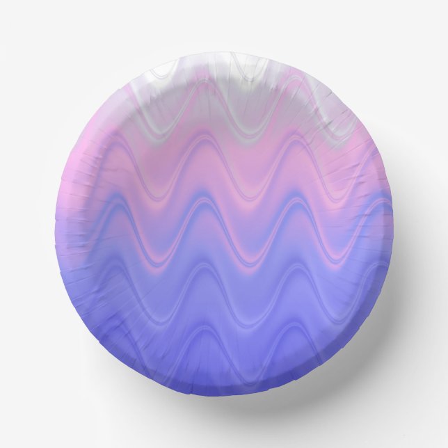 Wavy Pink Purple Abstract Paper Plate (Front)