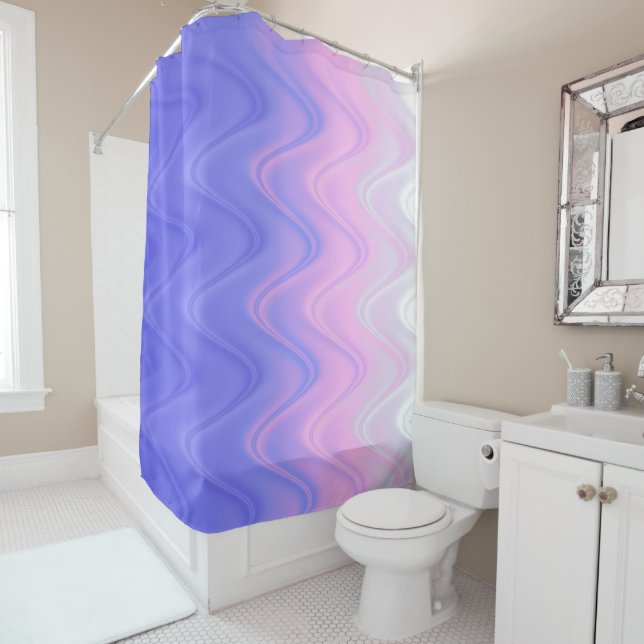 Wavy Pink Purple Abstract Shower Curtain (In Situ)