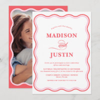 Wavy Pink Red Wedding Photo