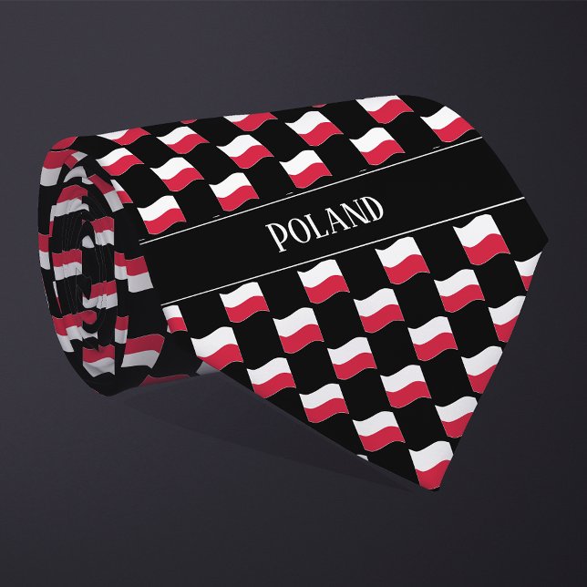 Wavy Poland Flag Pattern  Tie (Creator Uploaded)