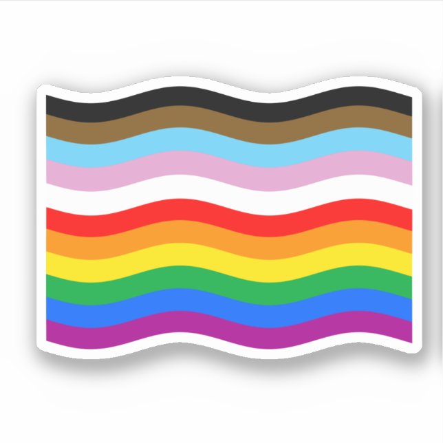Wavy Progress Pride Striped Flag Sticker (Front)