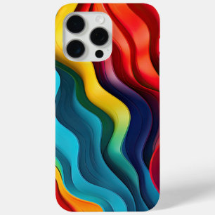 Wavy rainbow colours background iPhone 15 pro max case