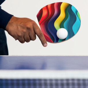 Wavy rainbow colours background ping pong paddle