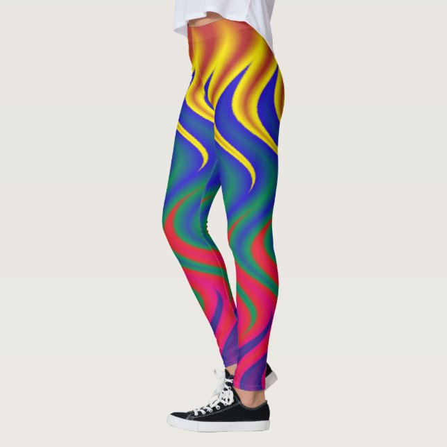 Wavy Rainbow Flames Leggings (Left)