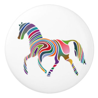 WAVY RAINBOW HORSE CERAMIC KNOB