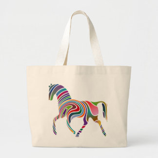 WAVY RAINBOW HORSE LARGE TOTE BAG