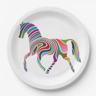 WAVY RAINBOW HORSE PAPER PLATE