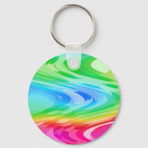 Wavy Rainbow Pattern Key Ring