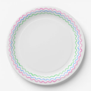 Wavy rainbow preppy paper plate