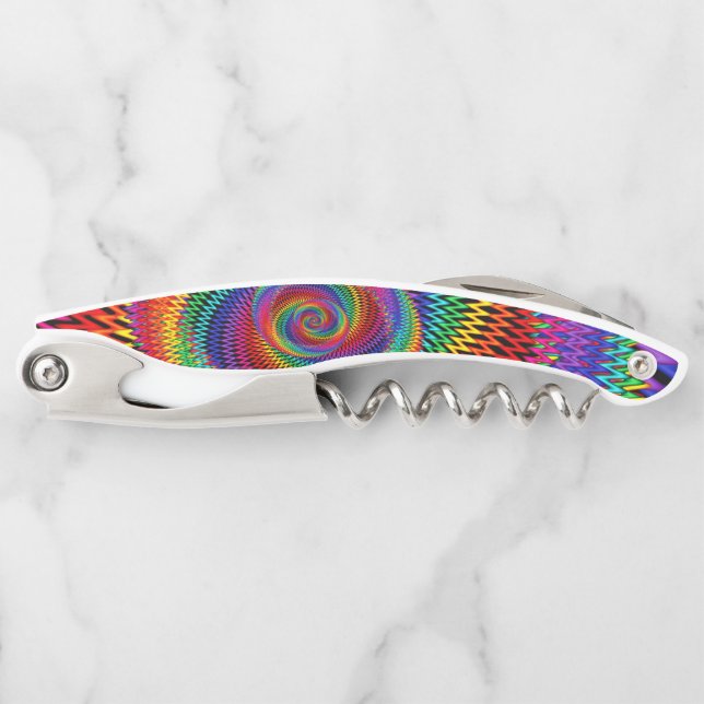 Wavy Rainbow Spiral Corkscrew Bottle Opener (Front)