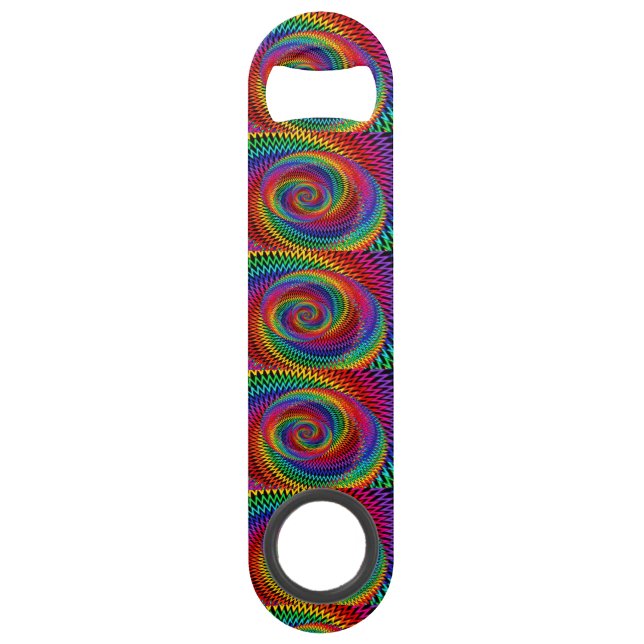 Wavy Rainbow Spiral Fractal Speed Bottle Opener (Front)