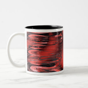 Wavy Red and Pink Paint Two-Tone Coffee Mug