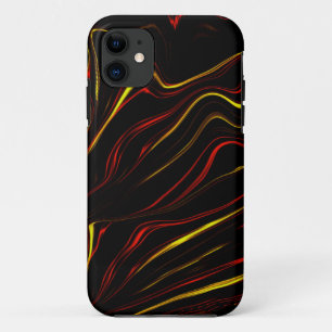 Wavy red gold long strokes on black background Case-Mate iPhone case