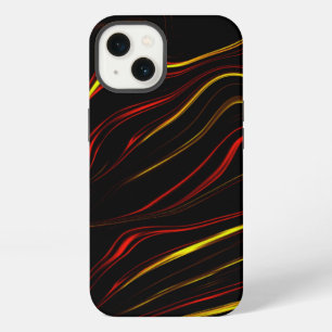 Wavy red gold long strokes on dark background iPhone 13 case