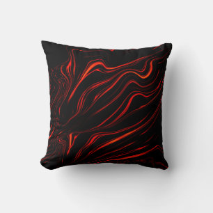 Wavy red long traces in black fund cushion